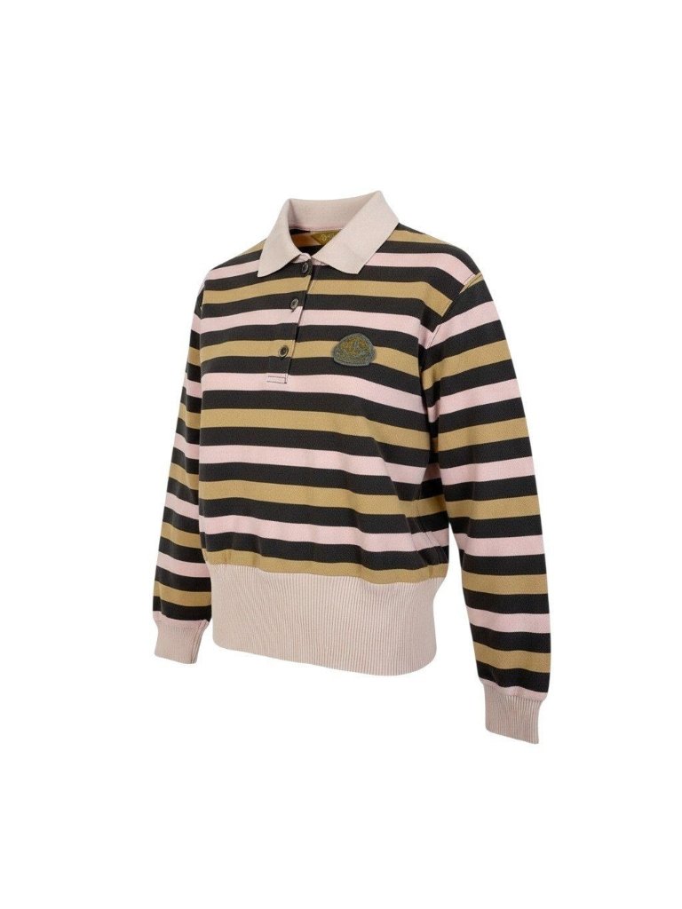 Dior Vintage Emblem Logo Long Sleeve Polo Shirt Border S Multicolor Cotton